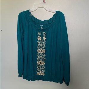 NWT St. John’s Bay PL Cotton Long Sleeve peasant top boho fairy cottage